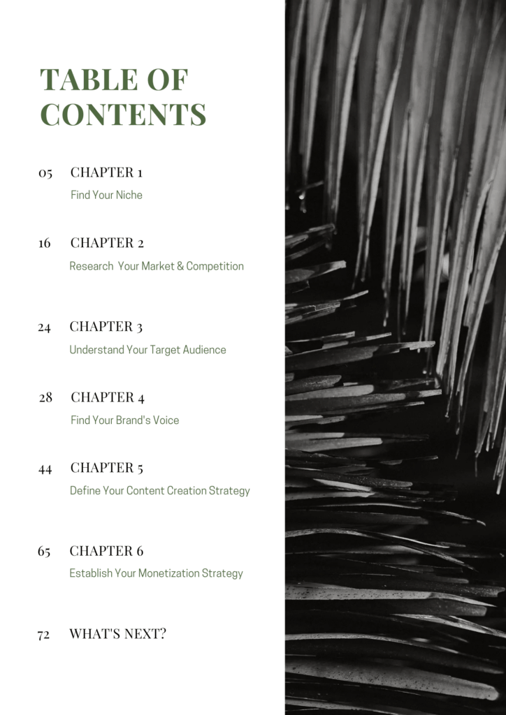 Table of contents